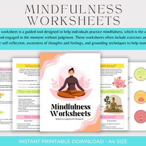 Mindfulness Worksheets, DBT Mindfulness Workbook, Mental Health Worksheets, Therapy Worksheets, Wellness Journal, Mental Health Coping