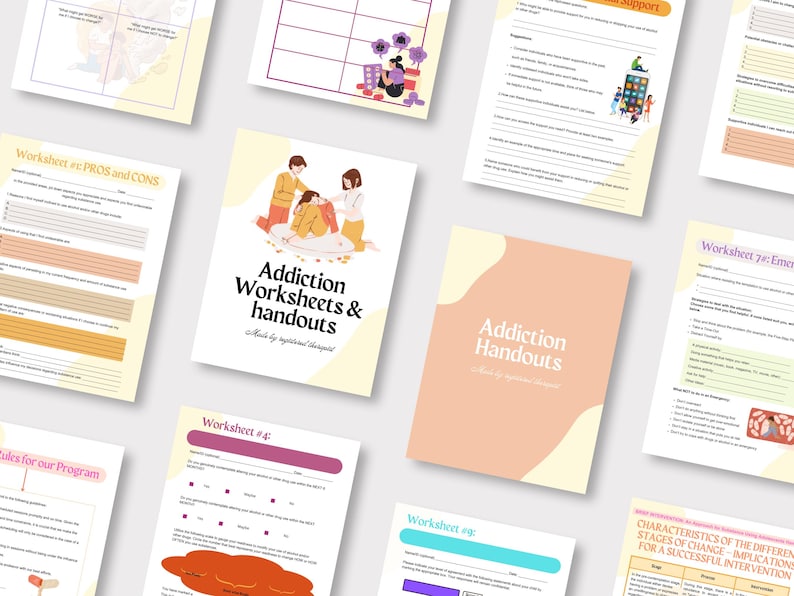 Addiction Worksheets, Addiction Recovery Workbook, Therapy Worksheets ...