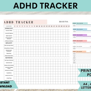 Adhd-planner, ADHD-takenlijst, symptoomtracker, ADHD-afdrukbaar, ADHD-tracker, ADHD-diagram, ADHD-dagboek, ADHD voor volwassenen, medicatietracker