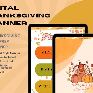 Thanksgiving Planner Digital | Festive Fall Pumpkin Holiday | Season Organizer Binder | Holiday Meal Planner | Thanksgiving Planning