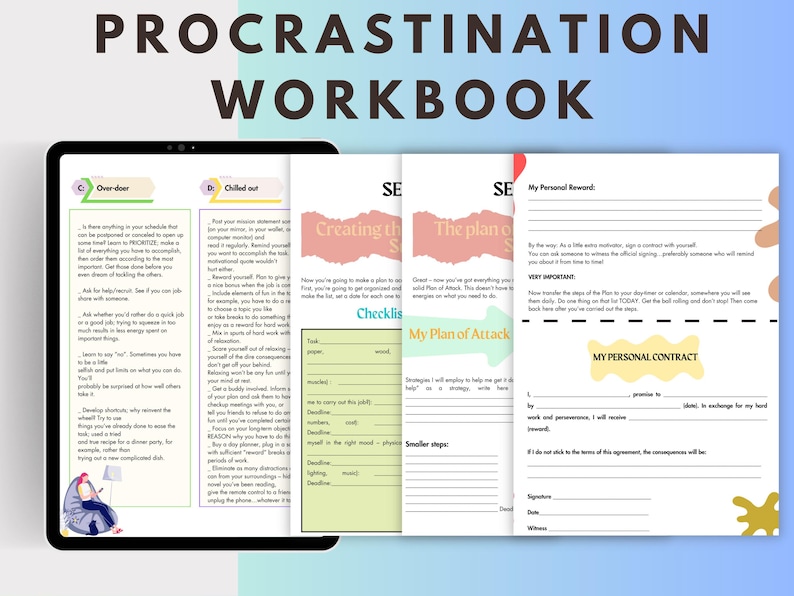 Procrastination Workbook, Overcoming Procrastination Worksheets ...