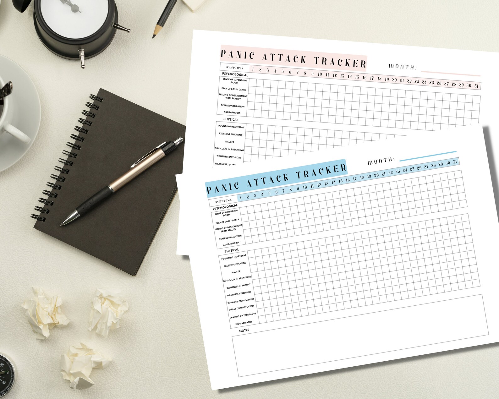 Printable Panic, Panic Attack Tracker, Symptom Tracker, Panic Attack ...