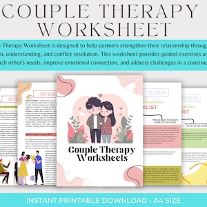 Couples therapy Workbook, Worksheets For Marriage Counselling, Therapy Worksheets, Counseling Therapy Tools, Therapy Journal Printable
