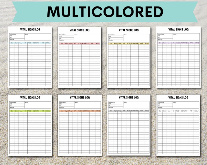 Vital Signs Sheet Printable, Vital Signs Log, Nursing Vitals Sheet Vital Signs Sheet Printable, Vital Signs Log, Nursing Vitals Sheet