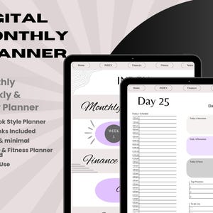 Undated Monthly Digital Planner, Minimalist Undated Planner, iPad & Android Planner, Monthly Journal, Goodnotes Journal, All in One Planner