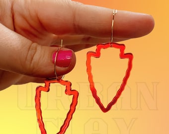 KC Arrowhead Outline Hoop Earrings || KC Chiefs Earrings