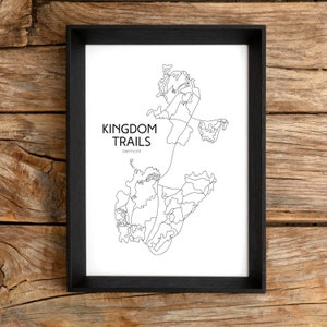 Mountainbike/Wanderweg Karte Art - Kingdom Trails, East Burke Vermont (Digitaldruck)