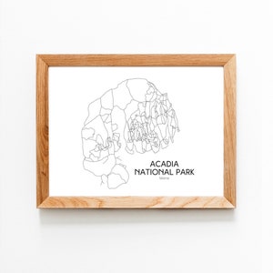 Acadia National Park, Maine USA - Hike/Bike Minimal Map Art Print (Digital Download)