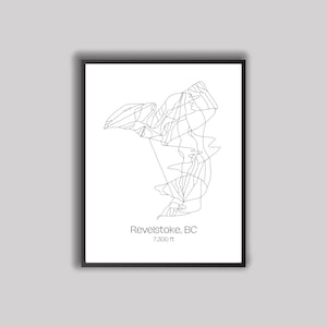 Illustration de la carte des pistes de ski/des pistes - Revelstoke Mountain Resort, Colombie-Britannique (impression numérique)