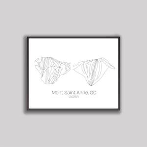 Mapa artístico de pistas de esquí - Mont Saint Anne, Quebec (impresión digital)