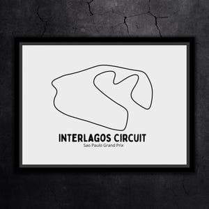 Circuit d'Interlagos / Grand Prix de Sao Paulo - Carte du circuit de F1 personnalisée - Impression de la piste de Formule 1 dessinée à la main - Téléchargement numérique