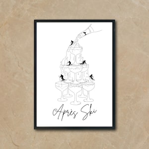 Champagner & Après Ski Digital Print - Wanddekoration, PNG, Geschenk für Skifahrer