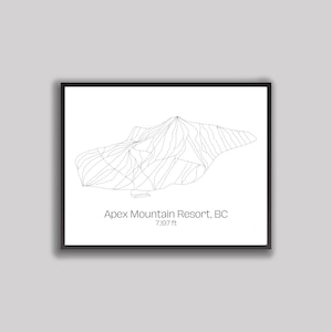Ski Hill Map Kunst - Apex Mountain Resort, British Columbia (Digitaldruck)