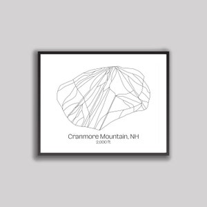 Ski Hill Map Kunst - Cranmore Mountain Resort, North Conway, New Hampshire (Digitaldruck)