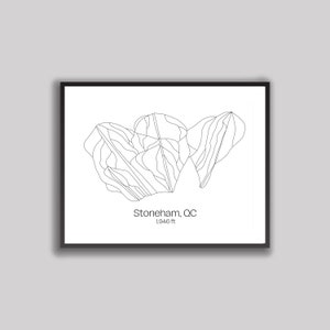 Ski Hill, mappa dei sentieri, grafica, Stoneham, Quebec (stampa digitale)