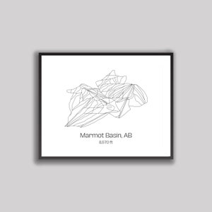 Art de la carte des pistes de ski/des pistes - Marmot Basin, AB (impression numérique)