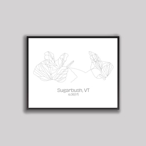 Ski Hill / Ski Map Kunst - Sugarbush Resort, Vermont (Digitaldruck)