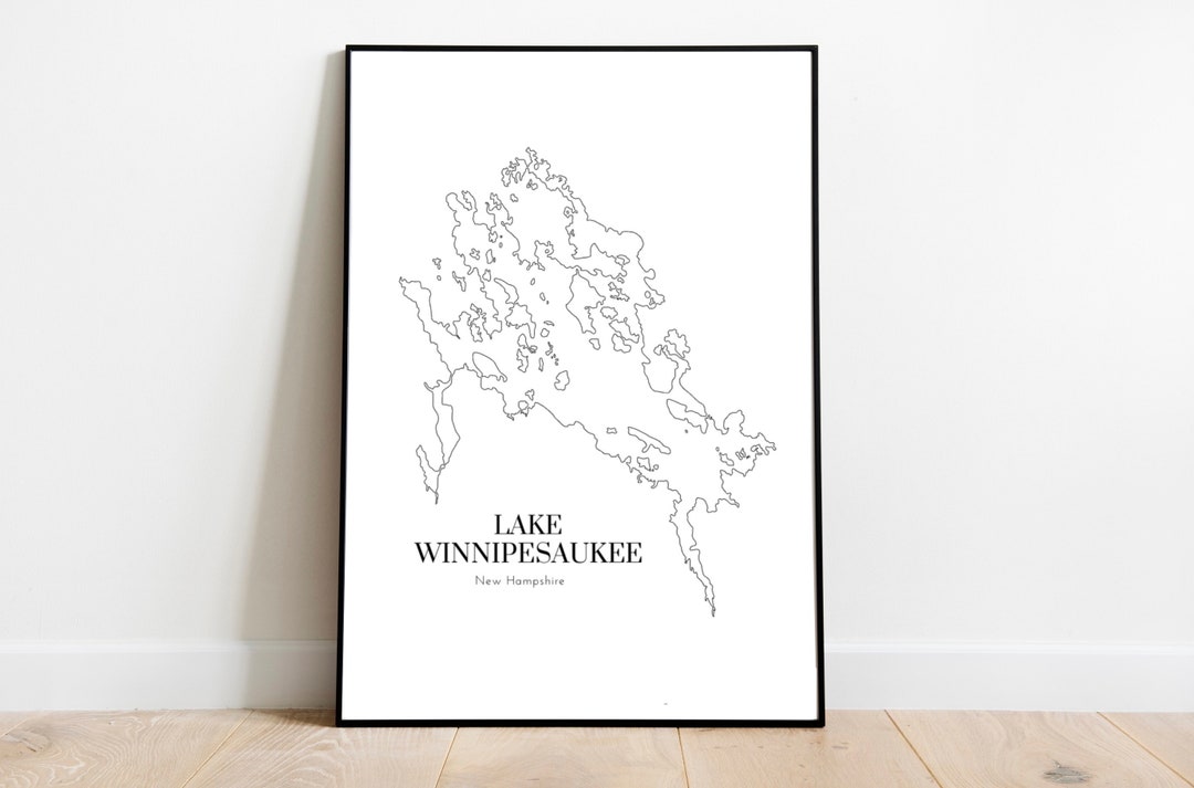 Lake Winnipesaukee, New Hampshire - Lake Map Digital Print - Etsy
