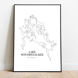 Lake Winnipesaukee, New Hampshire - See Karte Digitaldruck
