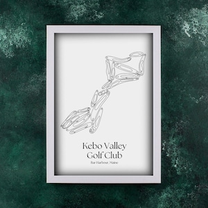 Kebo Valley Golf Club, Bar Harbor, Maine | Handgetekende golfbaankaart | Aangepaste digitale print | Perfect cadeau voor golfliefhebbers