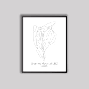 Ski Hill / Piste Map Art - Shames Mountain Ski Region, British Columbia (Digitaldruck)