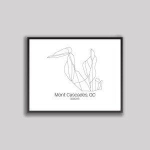 Carte des pistes de ski/des pistes - Mont Cascades, Québec, Canada (impression numérique)