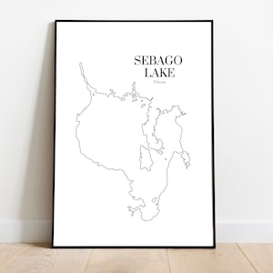 Sebago Lake, Maine - See Karte Kunst (Digitaldruck)