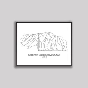 Carte des pistes de ski / Art - Sommet Saint Sauveur, Québec (impression numérique)