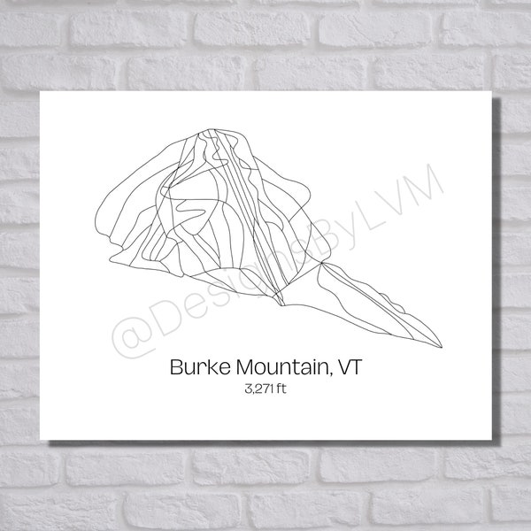 Ski Hill / Trail Map Art - Burke Mountain, Vermont (Digital Print)