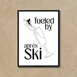 Auf Skiern ins Bubbly: Après-Ski Champagner Glas Druck - Kunst, Geschenke für Skifahrer
