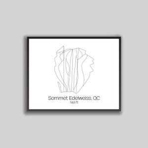 Carte des pistes de ski / Art - Sommet Edelweiss, Québec Canada (impression numérique)