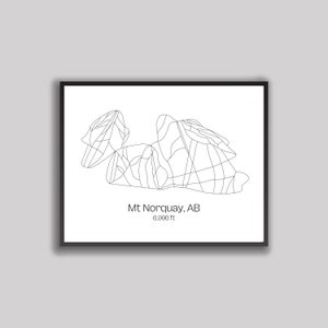 Ski Hill Map Kunst - Mount Norquay, Banff Alberta (Digitaldruck)
