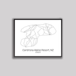 Ski Hill Map Art - Cardrona Alpine Resort, Neuseeland (Digitaldruck)