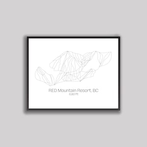 Ski Hill Map Kunst - RED Mountain Resort, British Columbia (Digitaldruck)