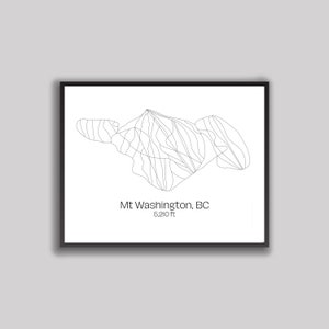 Ski Hill Map Kunst - Mount Washington Alpine Resort, British Columbia (Digitaldruck)