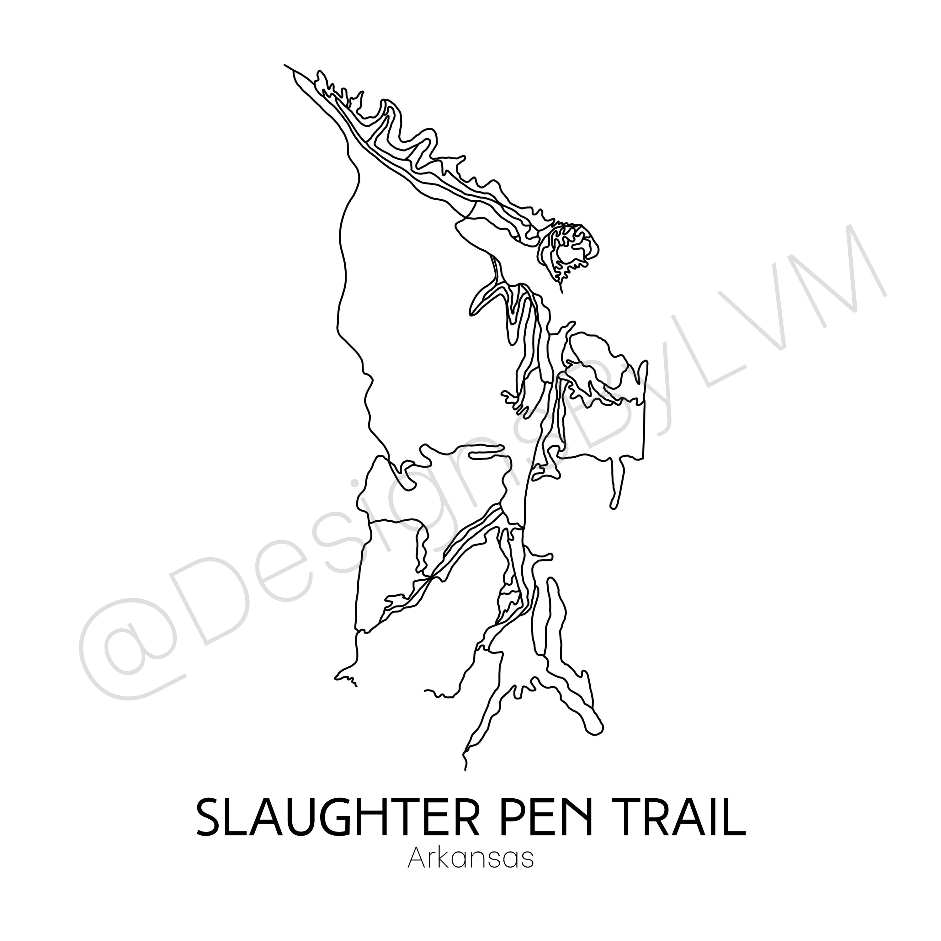 Bike Trail Map Art - Slaughter Pen Trail, Bentonville Arkansas - Etsy