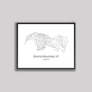 Ski Hill Map Art - Okemo Bergresort, Vermont