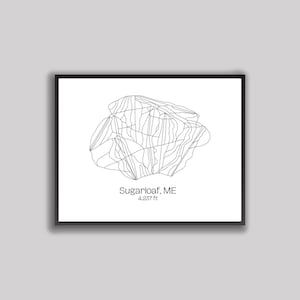 Ski Hill/Trail Map Art - Sugarloaf, ME (digitale print)