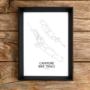 Bike Weg Karte Kunst - Canmore, Alberta Mountainbike Wege (Sofortiger digitaler Download)