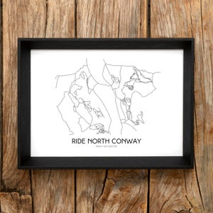 Mountain Bike and Hike Trail Map Art - North Conway, New Hampshire (Digitaldruck)