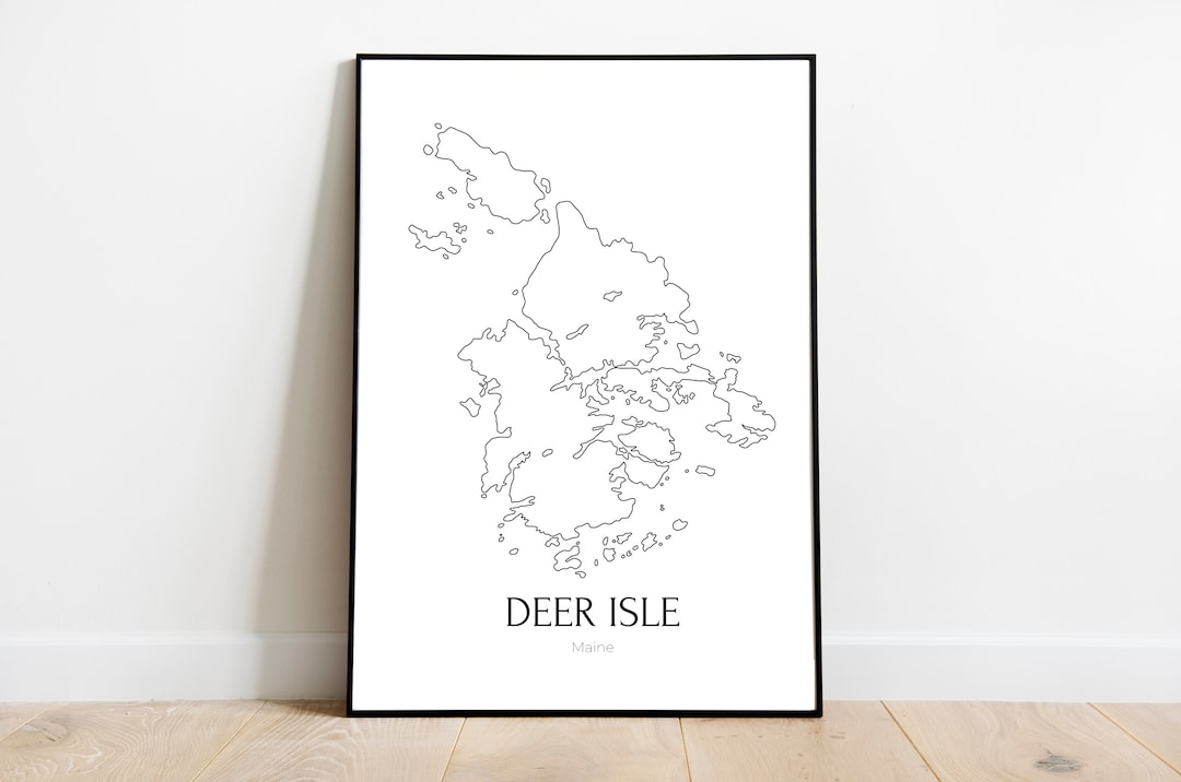 Deer Isle Maine - Minimalist Island Map Art (instant Digital Download ...