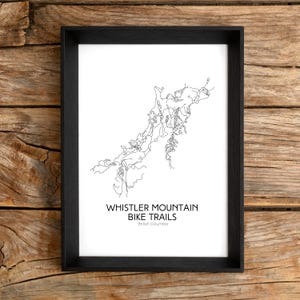 Mountainbike Weg Kunst - Whistler Mountainbike Strecken Karte, British Columbia (Digitaldruck/Instant Download)