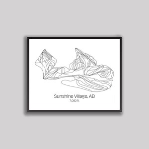 Ski Hill Map Kunst - Banff Sunshine Village, Alberta (Digitaldruck)