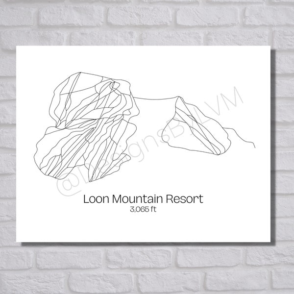 Ski Hill / Trail Map Art - Loon Mountain Resort, New Hampshire (Digital Print)