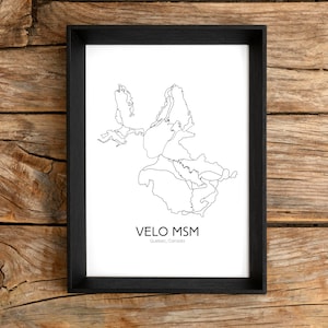 Art de la carte des sentiers de vélo de montagne / de randonnée - Vélo Mont Ste Marie, Québec (impression numérique)