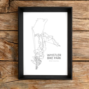 Arte do mapa de trilhas/parque de bicicletas - Whistler Bike Park, Colúmbia Britânica (impressão digital)