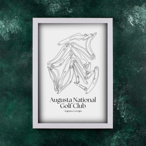 Augusta National, Augusta Georgia (Les Maîtres) | Carte du terrain de golf dessinée à la main | Impression numérique personnalisée | Cadeau parfait pour les amateurs de golf