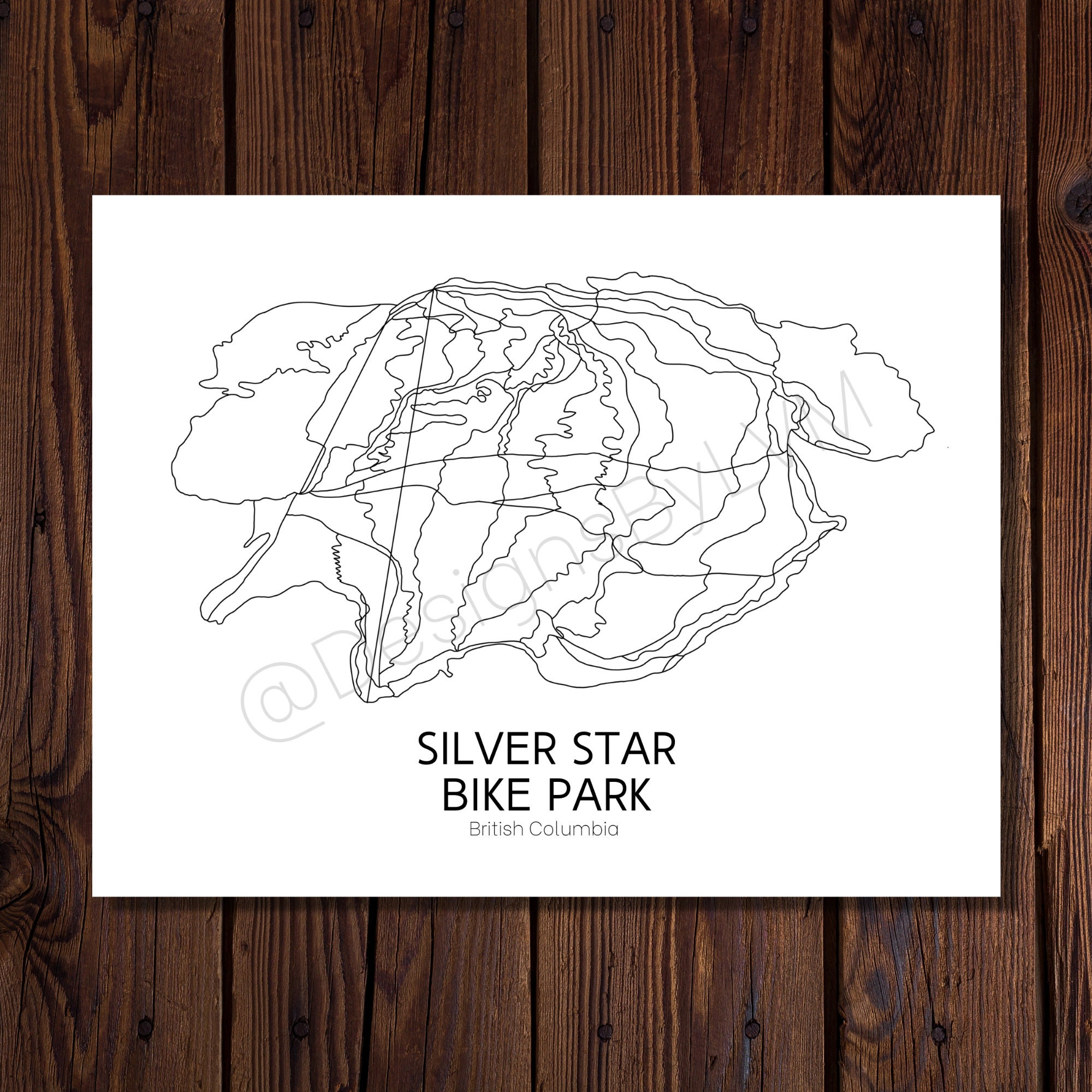 Bike Park Trail Map Art Silver Star Bike Park British Columbia