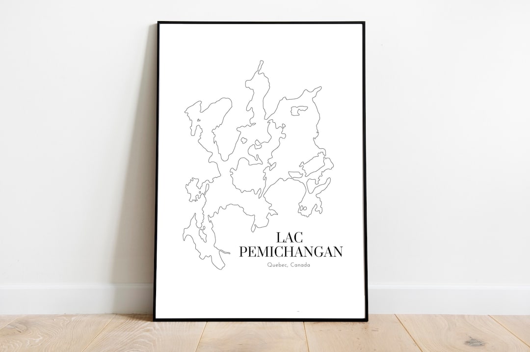 Lac Pemichangan, Quebec Canada Lake Map Art Digital Print Etsy