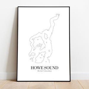 Howe Sound, British Columbia - See Karte Kunst (Digitaldruck)